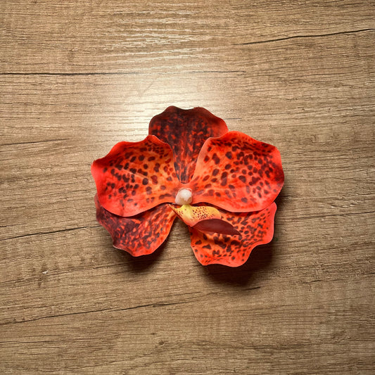 Red orchid hair clip